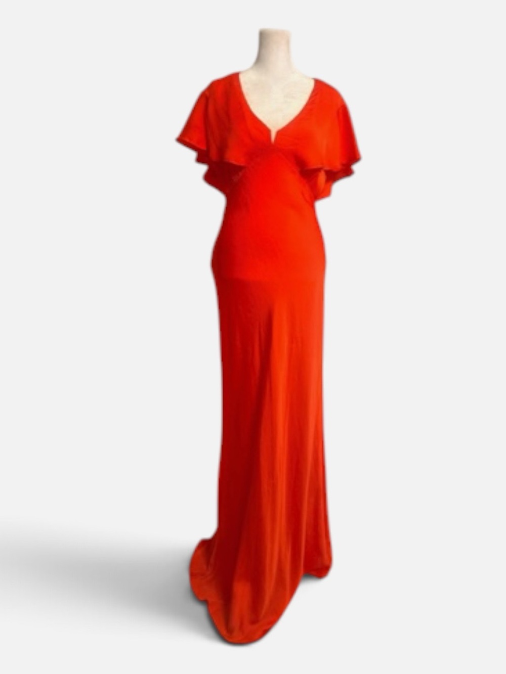 Topshop Vibrant Red Maxi Dress with Flutter Sleeves